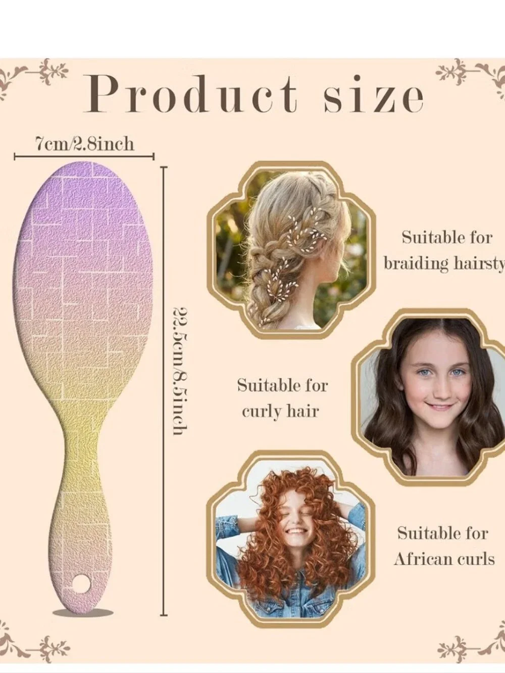 Gradient Purple-Yellow Detangling Hair Brush Wet Brush